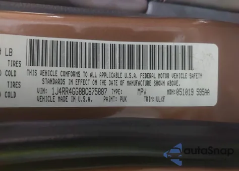 2011 Jeep Grand Cherokee Laredo из США, поврежденный, VIN 1J4RR4GG8BC675887